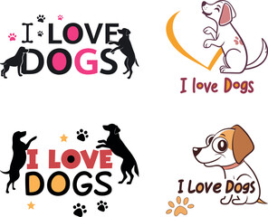 Four unique dog stickers, each with a different design, highlighting the charm and personality of various breeds