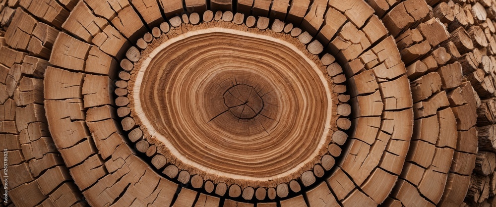 Aufkleber close-up view of cork tree rings showcasing intricate textures and natural patterns, highlighting wo