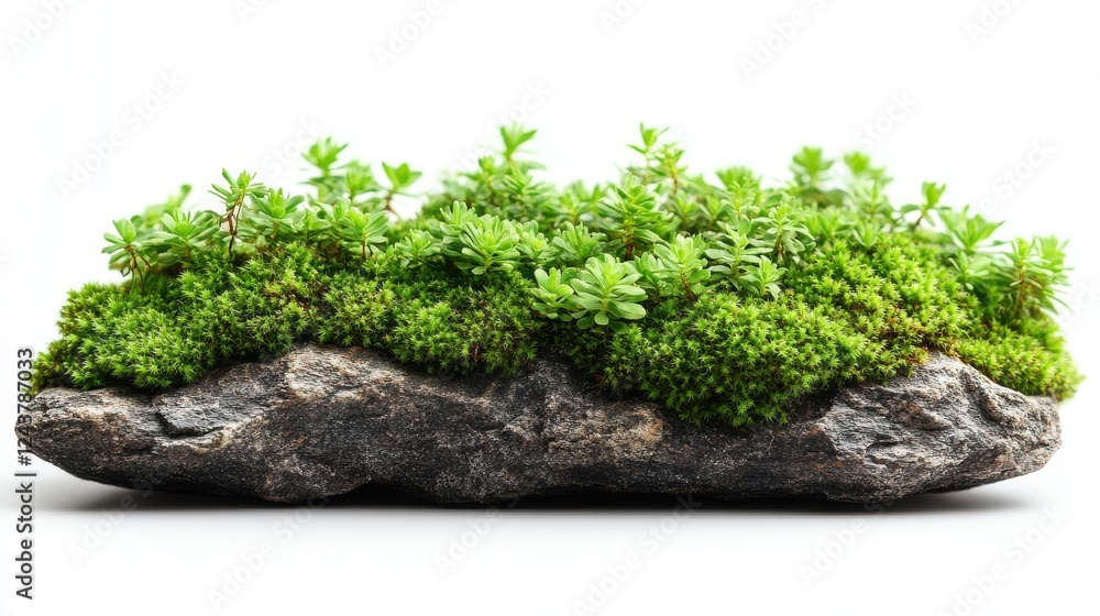Poster patch of green moss isolated on transparent background
