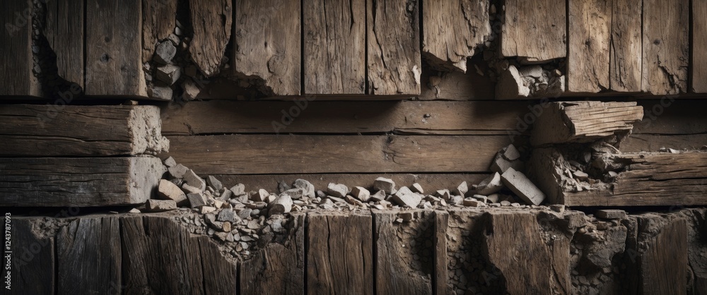Poster weathered wooden texture with cracks and debris offering a rustic background for design projects and