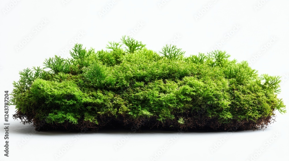 Poster patch of green moss isolated on transparent background