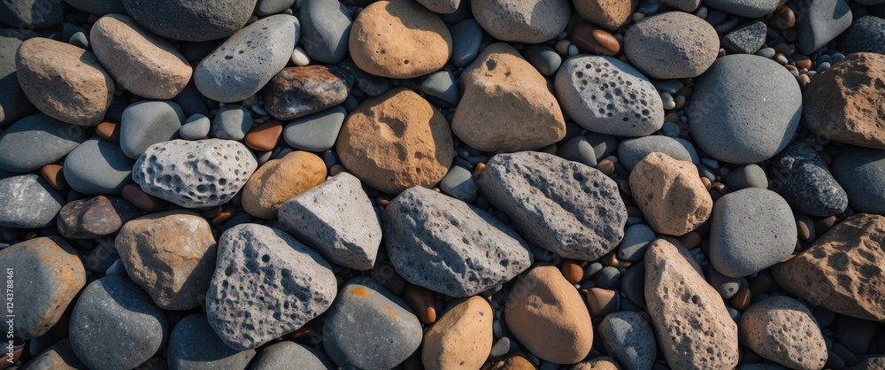 Poster a close-up of various textured rocks on a maui beach showcasing vibrant colors and natural patterns 