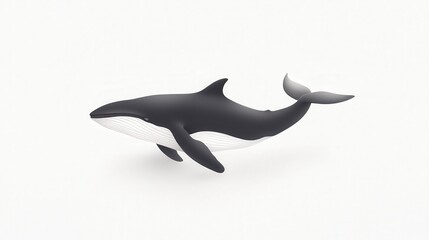 Elegant Black and White Whale Swimming Gracefully in Ocean Waters