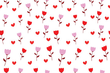 Seamless pattern with love and flowers. Vector design