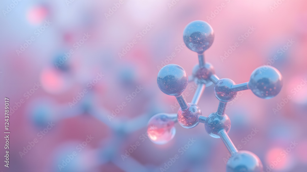 Poster abstract representation of molecular structure with vibrant colors and bokeh effect showcasing conne