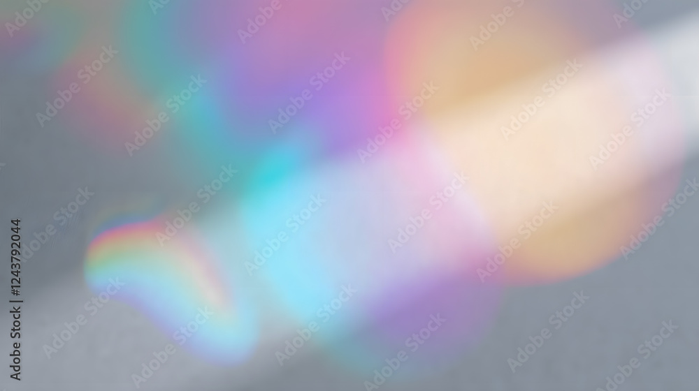 Poster soft colorful light reflections on gray surface creating ethereal abstract background with subtle hu