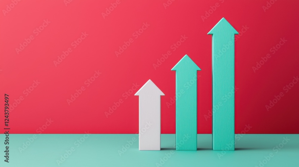 Poster a visually appealing image featuring upward-pointing arrows in varying heights, symbolizing growth a