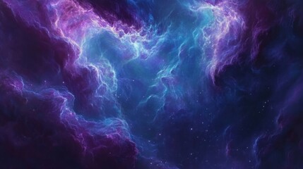 Obraz premium Glowing nebula-inspired fluid art, swirling paint with bright cyan and violet gradients, futuristic and ethereal composition