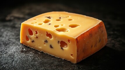 piece of fresh swiss cheese isolated on transparent background