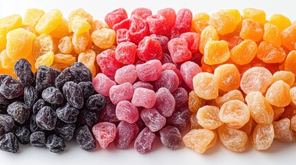 pile of colorful dried fruit pieces isolated on transparent background