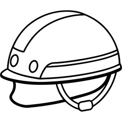 Simple a Helmet floating line art vector white background
