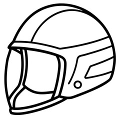 Fototapeta premium Simple a Helmet floating line art vector white background