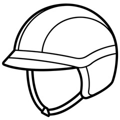 Simple a Helmet floating line art vector white background