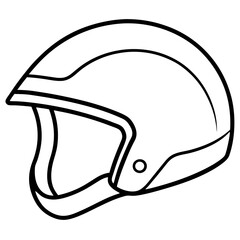 Simple a Helmet floating line art vector white background