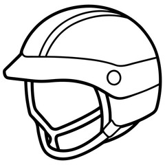 Simple a Helmet floating line art vector white background