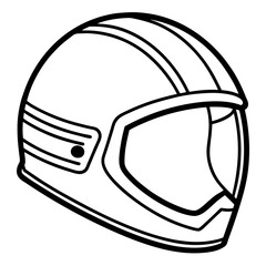 Simple a Helmet floating line art vector white background