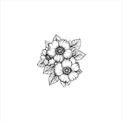 Black silhouette vector illustration of a flower