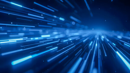 Obraz premium Dynamic Blue Light Rays with Speed Effect Creating a Futuristic Ambient Background for Technology and Science Concepts
