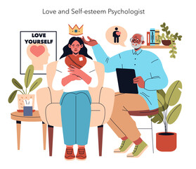 Psychotherapists. Flat Vector Illustration