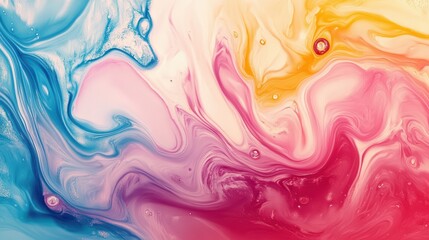 Fototapeta premium Abstract liquid gradient background, swirling cyan magenta yellow smooth flowing fluid texture banner, poster header design --ar 16:9 --v 6.1 Job ID: a3904e1d-fd80-4074-b1e0-47645ca0dc80