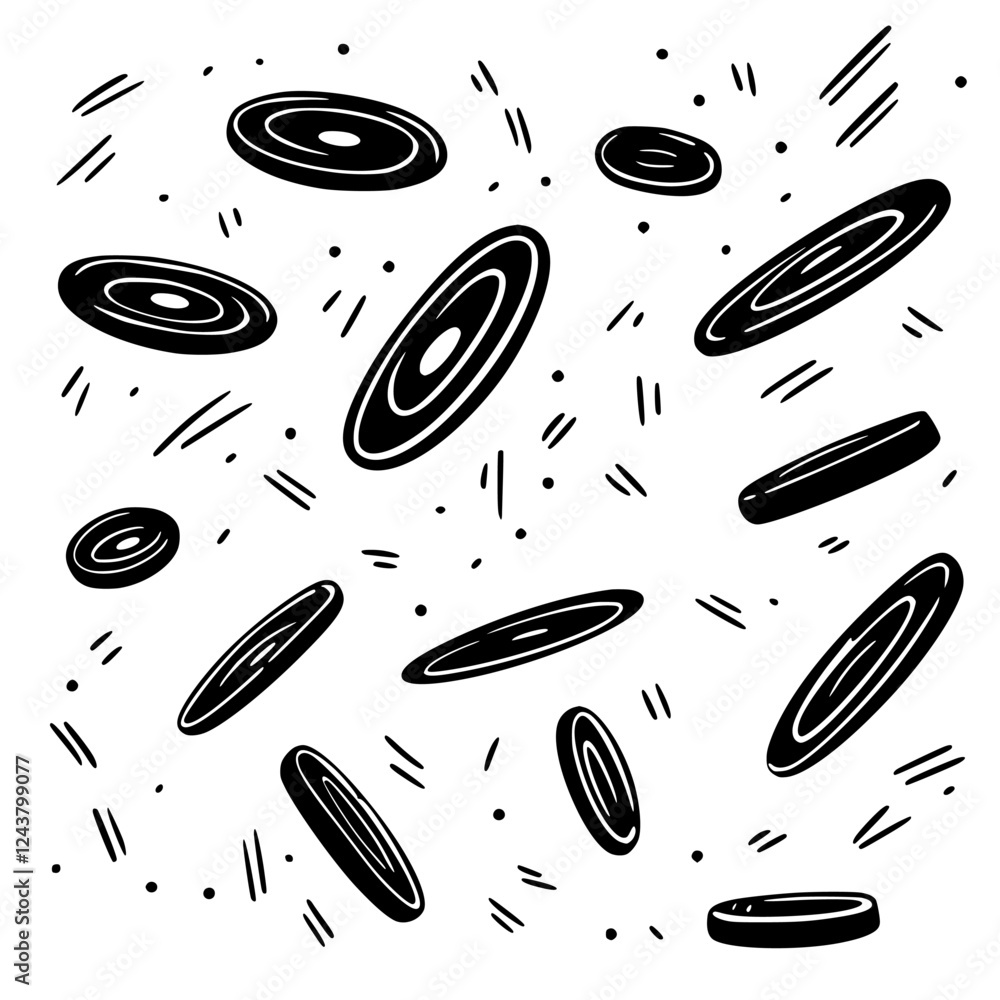Poster abstract pattern featuring diverse elliptical shapes on a white background in a minimalist design st