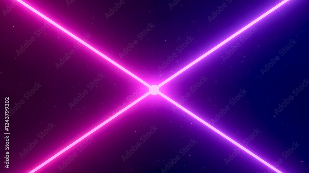 Poster vibrant neon crossed laser beams in dark space with colorful background for dynamic visual effects a
