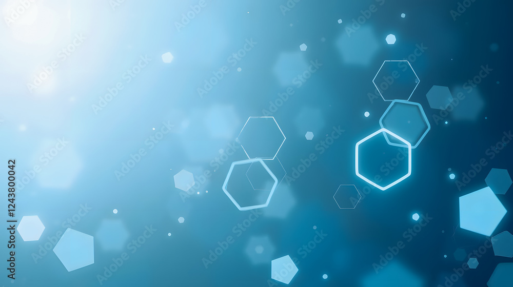 Poster abstract geometric background with blue hexagons and soft lighting for modern design and creative pr