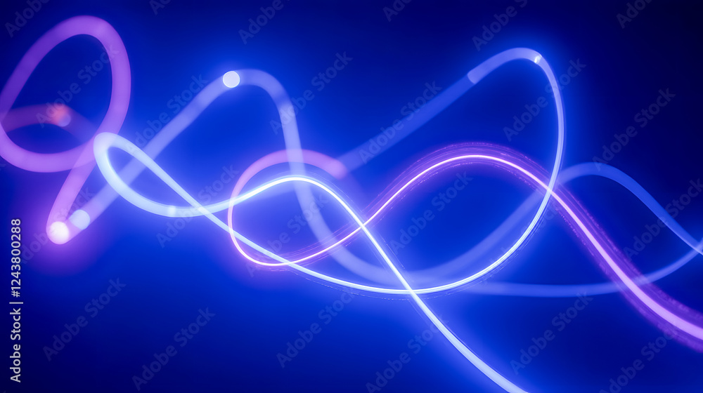 Poster abstract light trails in blue and purple colors creating a dynamic and energetic motion effect on a 