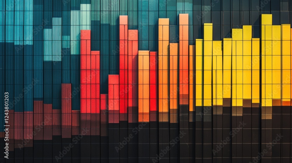 Poster abstract colorful building facade representing data visualization and progress