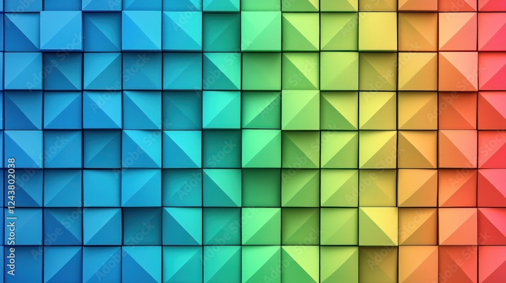 Poster vibrant geometric patterns in gradients of colorful textures and shapes