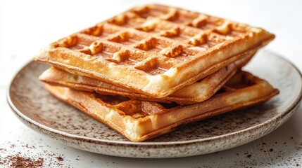 plate of waffles isolated on transparent background