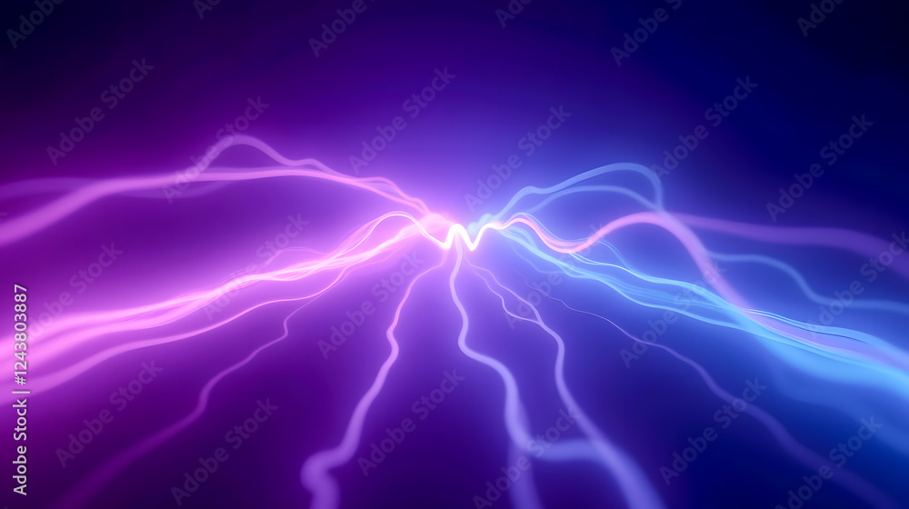 Aufkleber abstract light waves in vibrant blue and purple colors flowing seamlessly across a dark background, 