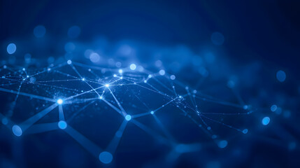 Obraz premium Abstract blue technology background with glowing connections and nodes illustrating digital communication and data networking concepts