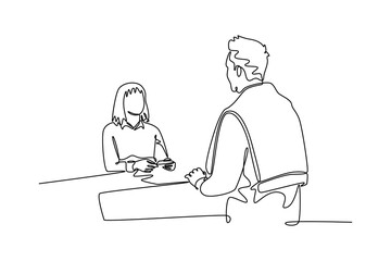 Bank activity concept. Single line draw design vector graphic illustration.	