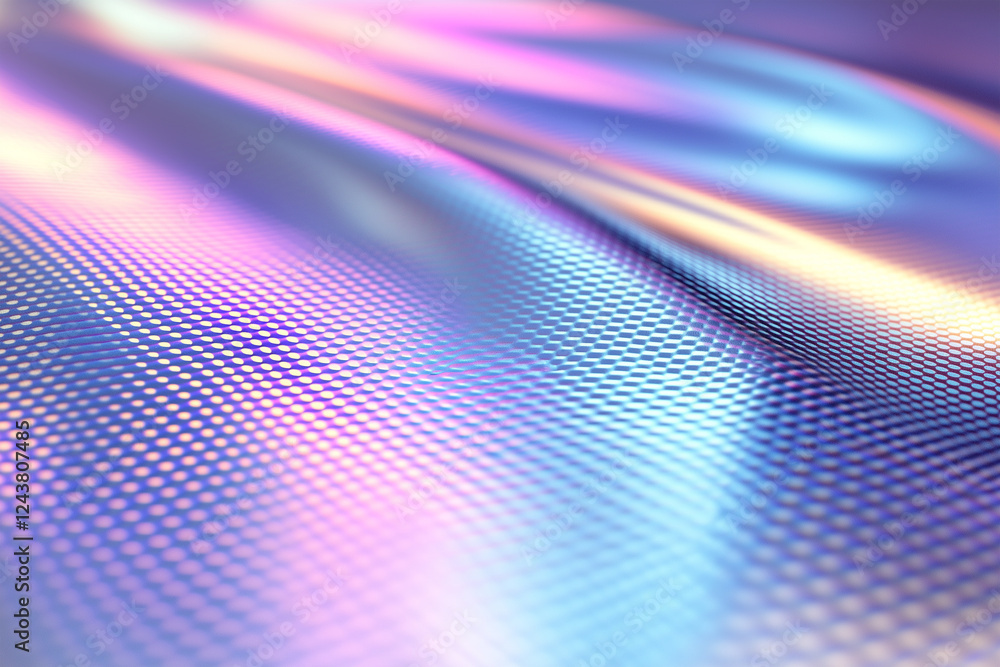 Poster colorful reflective surface with a shimmering gradient effect in soft focus creating an abstract pat
