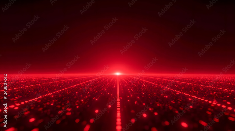 Poster futuristic red abstract concept of digital landscape with neon lights and gradients creating depth a