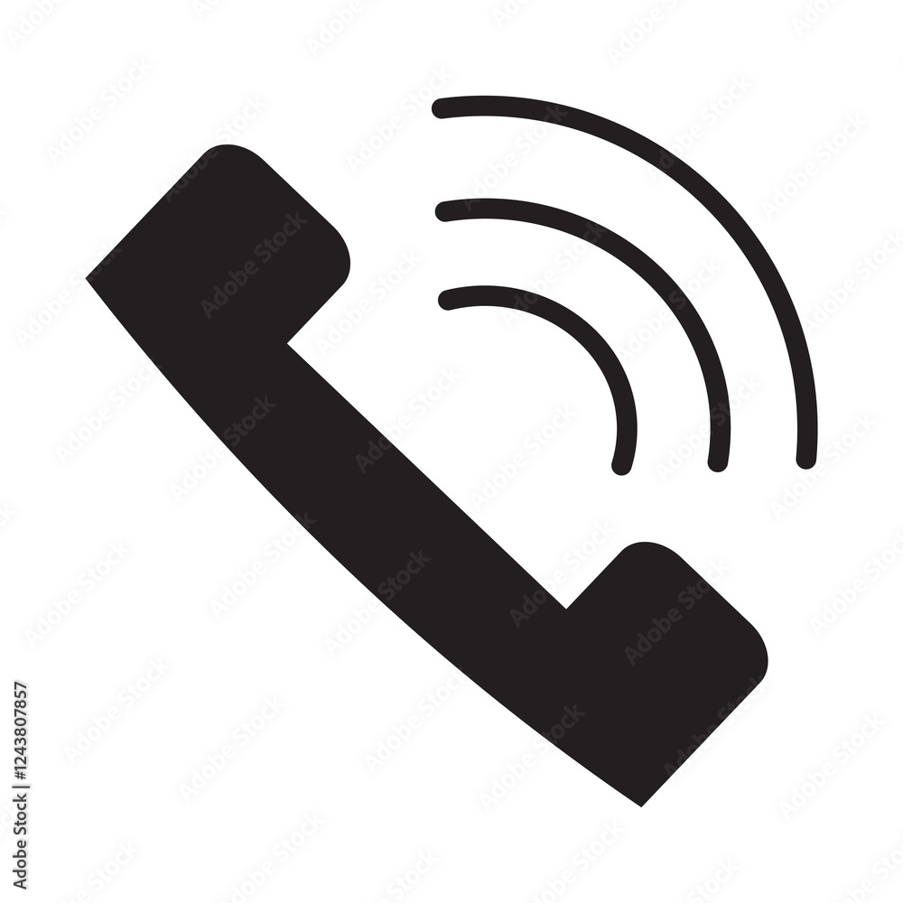 Poster call application symbol. flat interface sign. simple shape old telephone logo. isolated on white bac