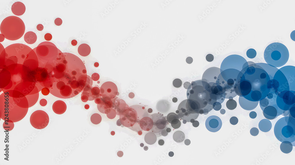 Poster abstract colorful background with blurred circles in red, blue, and gray representing movement and f