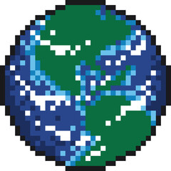 Earth pixel art icon. 8 bit world. orb icon