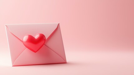 Heart envelope on a soft pink background.
