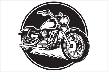 Vintage Motorcycle Linocut Vector Art