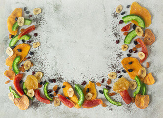 mix of seed nuts and dried fruits on the table