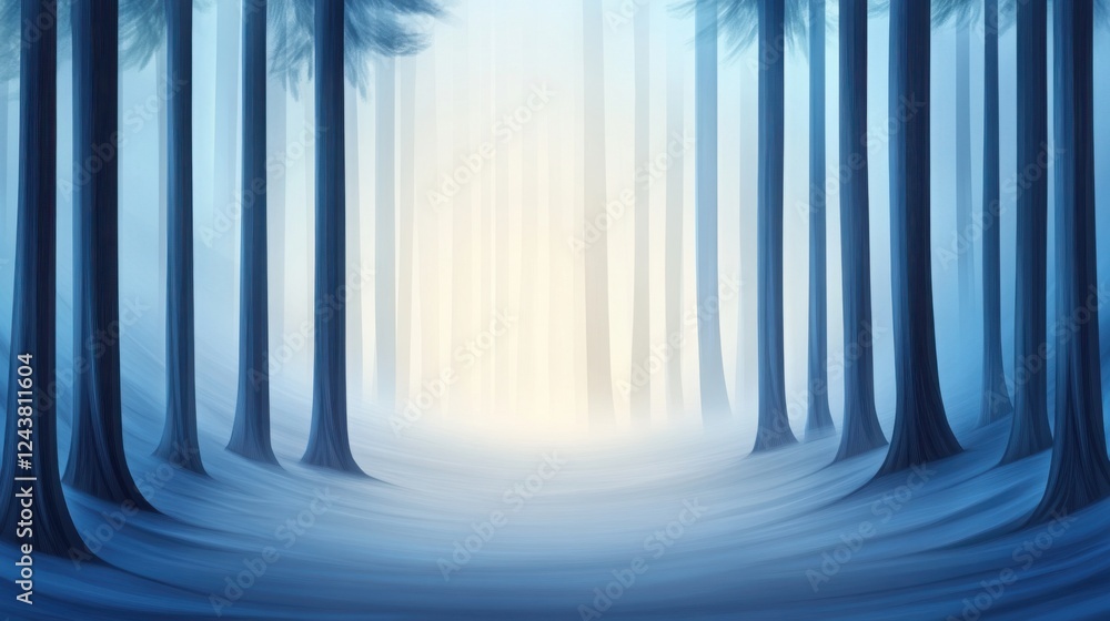 Poster forest with soft morning light filtering through the trees