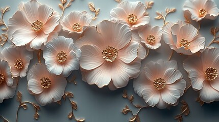 Elegant Pink Flowers with Gold Accents Design