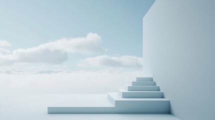 Steps towards the sky open air minimalist art serene environment low angle inspirational journey