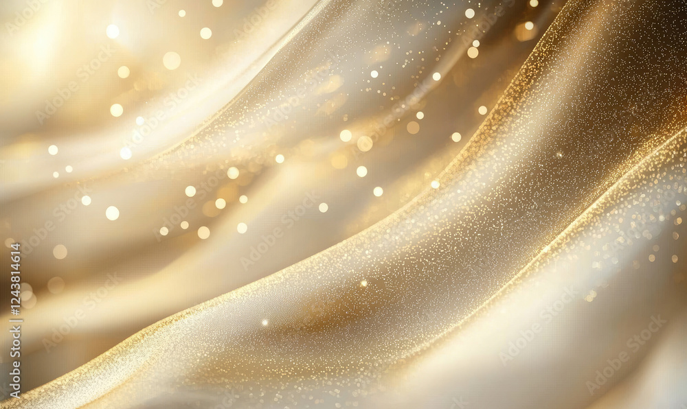 Poster shimmering gold texture flows across calming neutral abstract background, creating sense of elegance