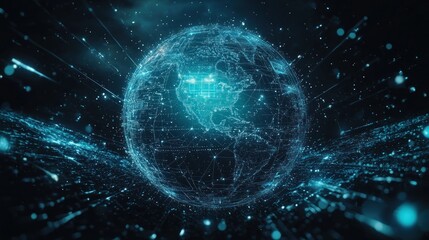 Obraz premium Global Network: A Digital Earth Visualization