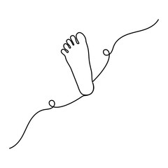 Foot sole single-line art on a white artboard elegantly captures the intricate shape of a foot’s sole, symbolizing movement and balance with a single continuous line.