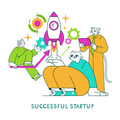 Successful Startup. Flat Vector Illustration