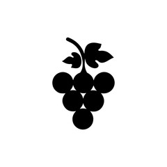 Black Grapes with leaves silhouette vector illustration on white background
